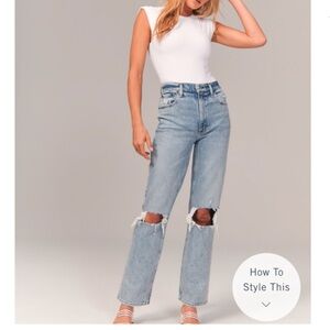 Abercrombie & Fitch Light 90's relaxed jeans high rise distressed jean